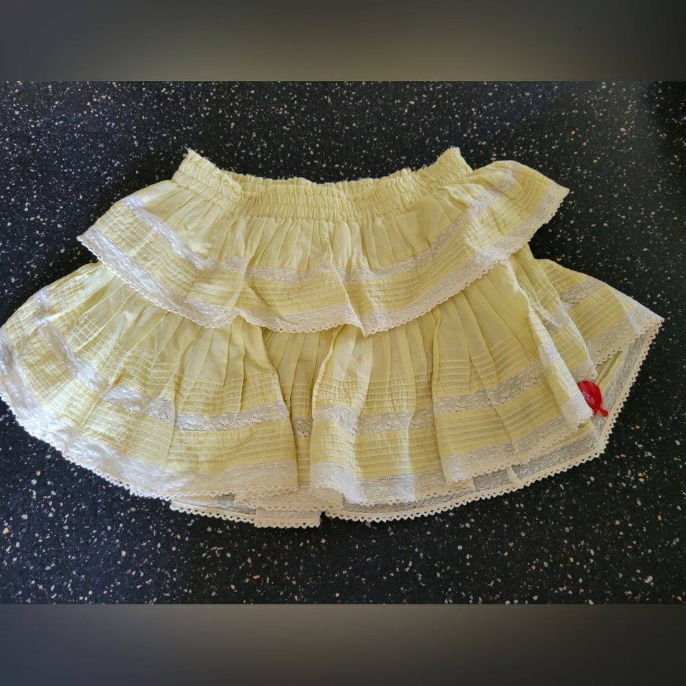 NWT LoveShackFancy Ruffle Mini Skirt in Gilded Yellow Size L